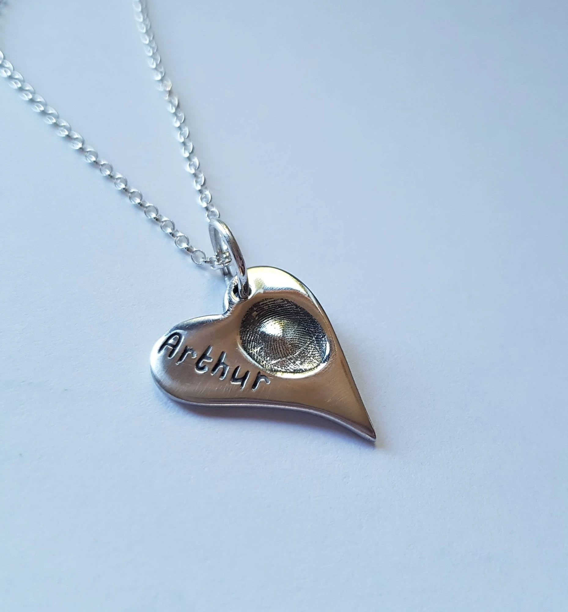 Wavy Heart Fingerprint Pendant (Child Size)